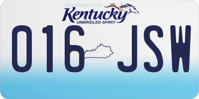 KY license plate 016JSW