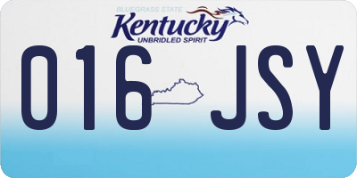 KY license plate 016JSY