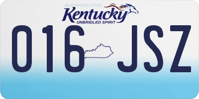 KY license plate 016JSZ