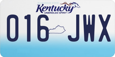 KY license plate 016JWX