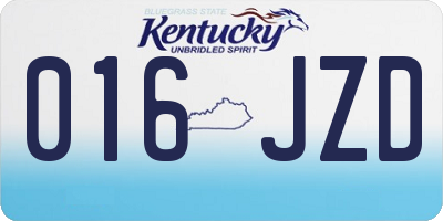 KY license plate 016JZD