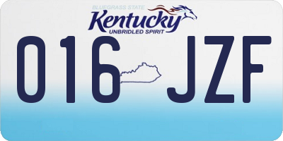 KY license plate 016JZF