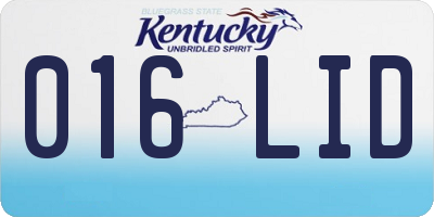 KY license plate 016LID