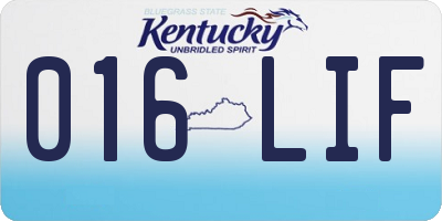 KY license plate 016LIF