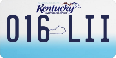 KY license plate 016LII