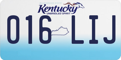 KY license plate 016LIJ