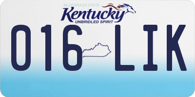 KY license plate 016LIK