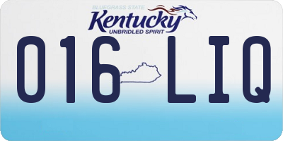 KY license plate 016LIQ