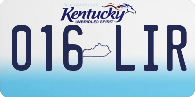 KY license plate 016LIR