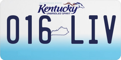 KY license plate 016LIV