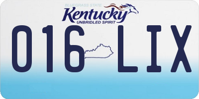 KY license plate 016LIX