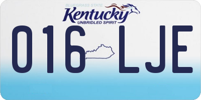 KY license plate 016LJE