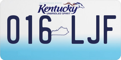 KY license plate 016LJF