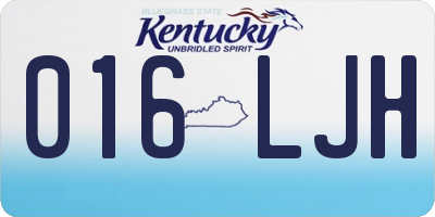 KY license plate 016LJH