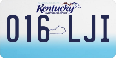 KY license plate 016LJI