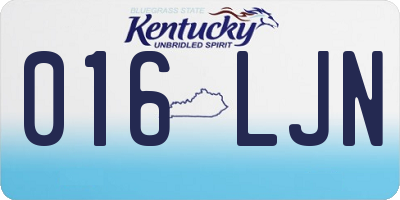 KY license plate 016LJN