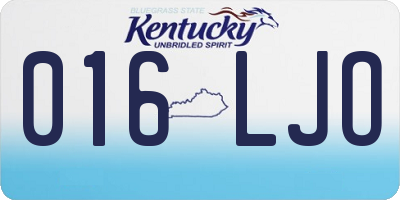 KY license plate 016LJO