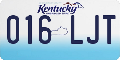 KY license plate 016LJT