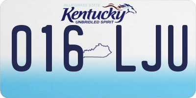 KY license plate 016LJU