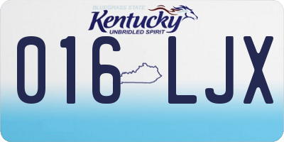 KY license plate 016LJX