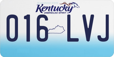 KY license plate 016LVJ