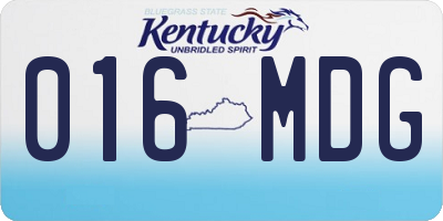 KY license plate 016MDG