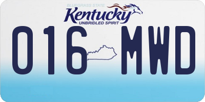 KY license plate 016MWD