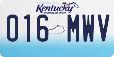 KY license plate 016MWV