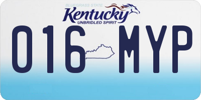 KY license plate 016MYP