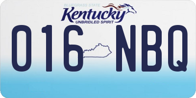 KY license plate 016NBQ