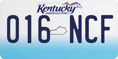 KY license plate 016NCF