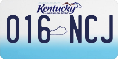 KY license plate 016NCJ