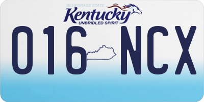 KY license plate 016NCX