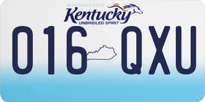 KY license plate 016QXU