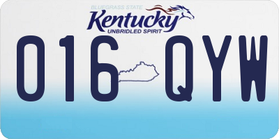 KY license plate 016QYW
