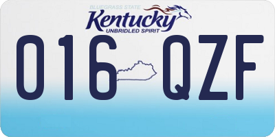 KY license plate 016QZF