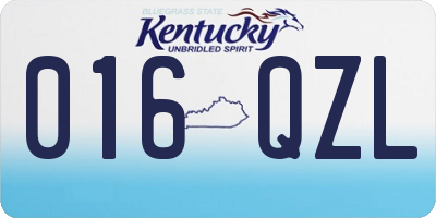 KY license plate 016QZL