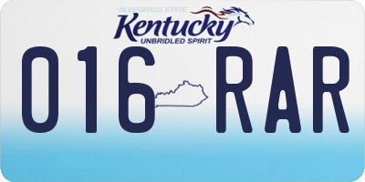 KY license plate 016RAR