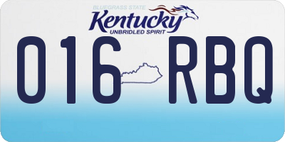 KY license plate 016RBQ