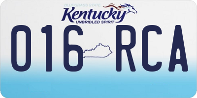 KY license plate 016RCA