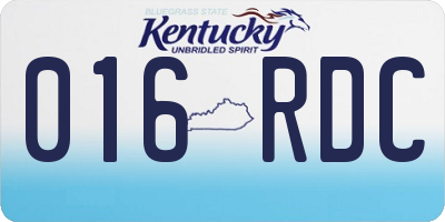 KY license plate 016RDC