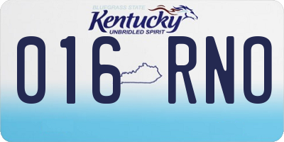 KY license plate 016RNO