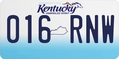 KY license plate 016RNW