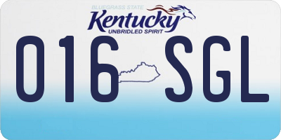 KY license plate 016SGL