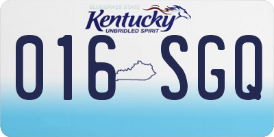 KY license plate 016SGQ