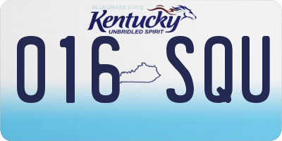 KY license plate 016SQU