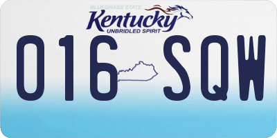 KY license plate 016SQW