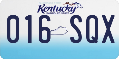KY license plate 016SQX