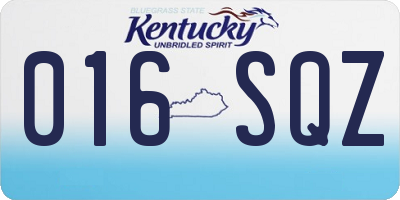 KY license plate 016SQZ
