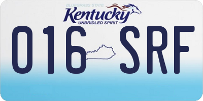 KY license plate 016SRF